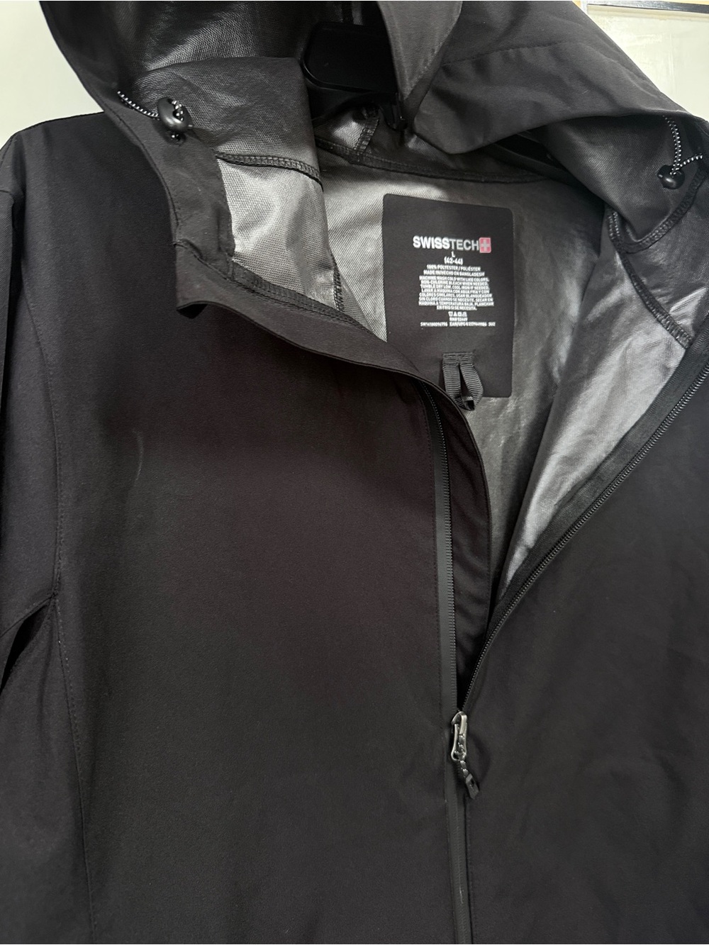 Black Hooded Women's Jacket - Lightweight Modern Coat minimalist - Picture 11 of 14